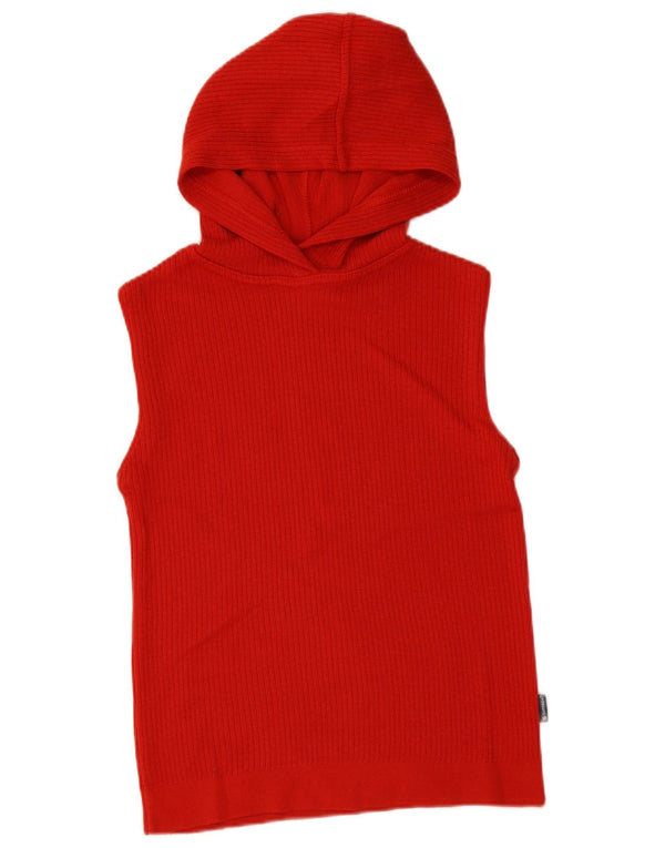 Superga Damen Crop Hooded Vest Tank Top UK 10 Small Rote Wolle
