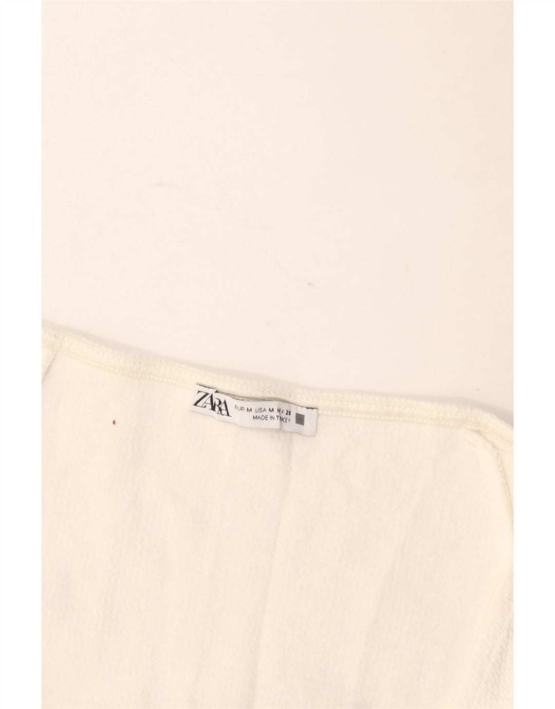 Zara Damen Crop Bluse Top UK 12 Mittelweiß