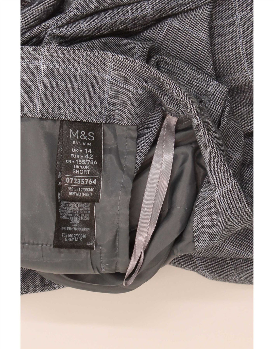 Marks & Spencer Herren-Hose, kurz geschnitten, UK 44, Größe L, W34, L26, Grau mit Hahnentrittmuster