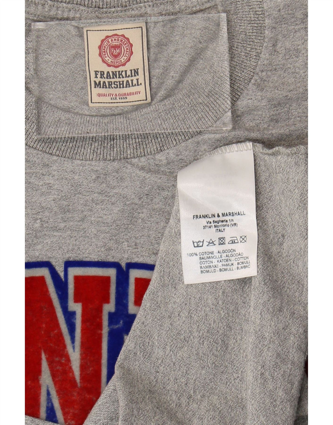 Franklin Marshall Herren-T-Shirt mit Grafik, mittelgraue Baumwolle