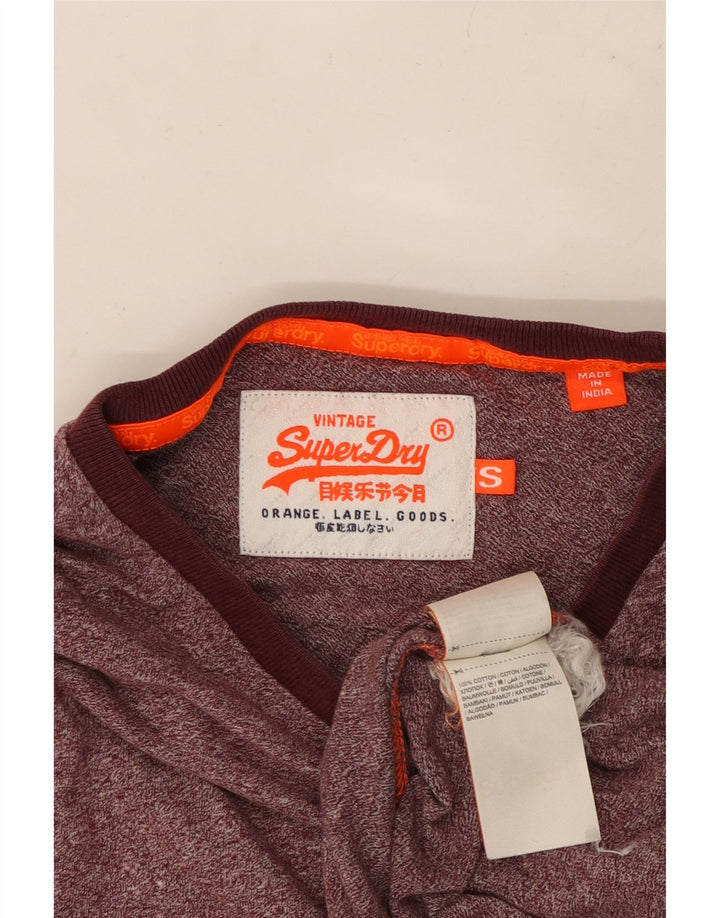 SUPERDRY Herren-T-Shirt-Oberteil, klein, kastanienbraun gesprenkelte Baumwolle