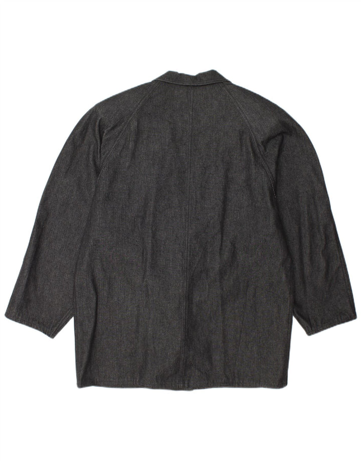 VINTAGE Damen Denim 1 Knopf Blazer Jacke UK 14 Large Grau