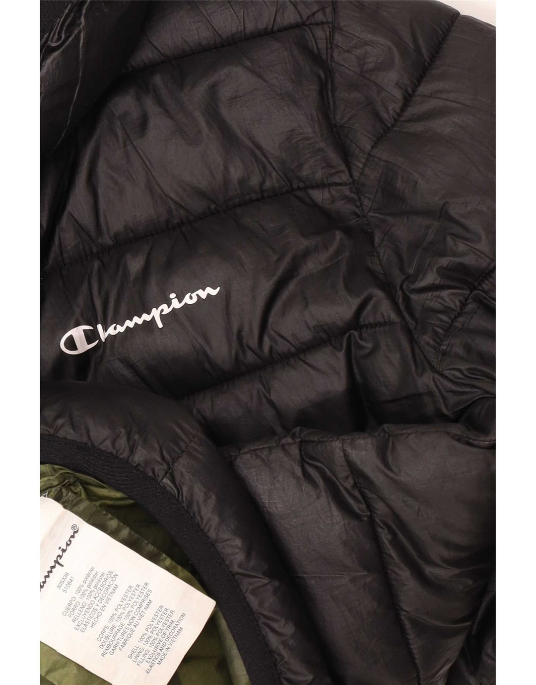 Champion Womens Hooded Wattierte Jacke UK 12 Mittelschwarzes Polyester
