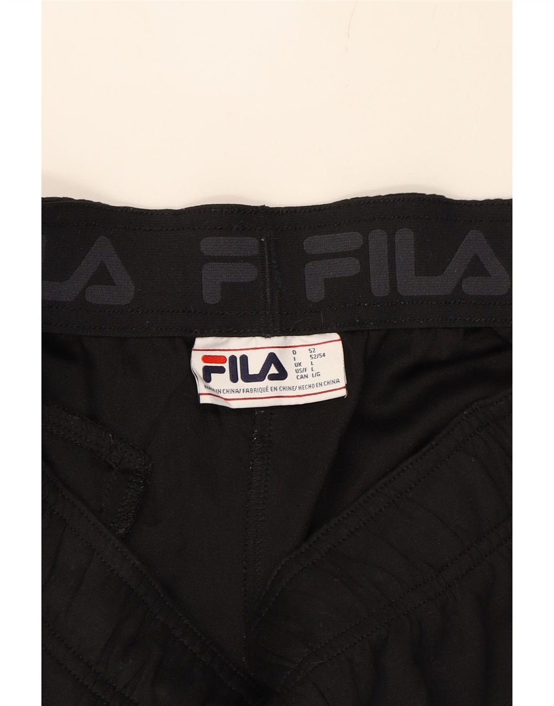 FILA Mens Tracksuit Trousers Large Black Polyester Vintage Fila and Second-Hand Fila from Messina Hembry 
