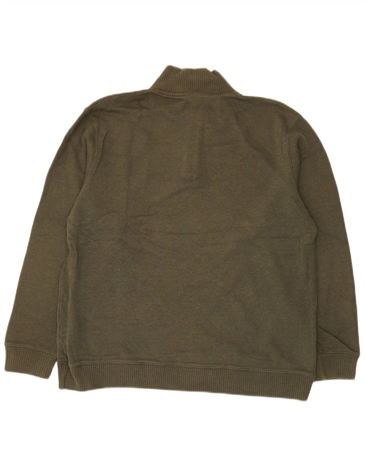 EDDIE BAUER Herren-Pullover mit Knopfkragen, mittlere Khaki-Baumwolle