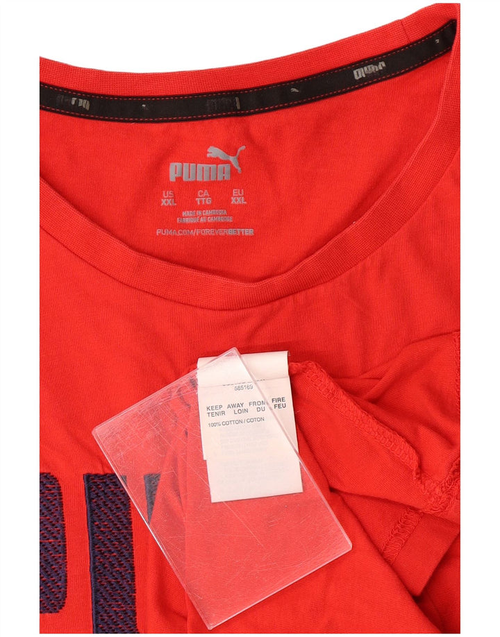 PUMA Herren Grafik T-Shirt Top 2XL Rot Baumwolle