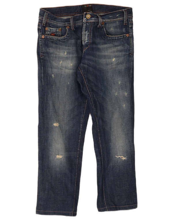 Energie Damen Distressed Straight Jeans W33 L25 Blaue Baumwolle