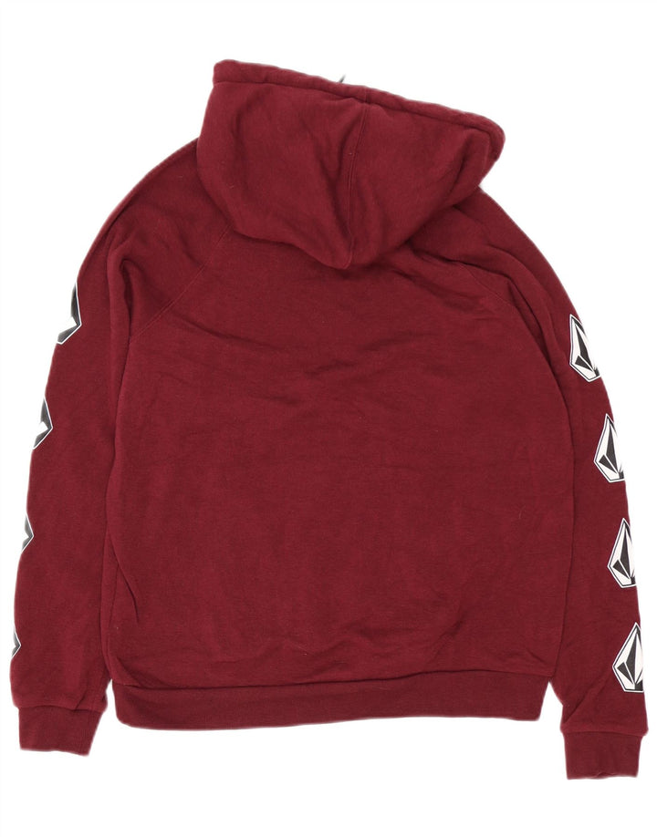 Volcom Womens Graphic Oversized Hoodie Pullover US 4/6 Small Burgunderrot