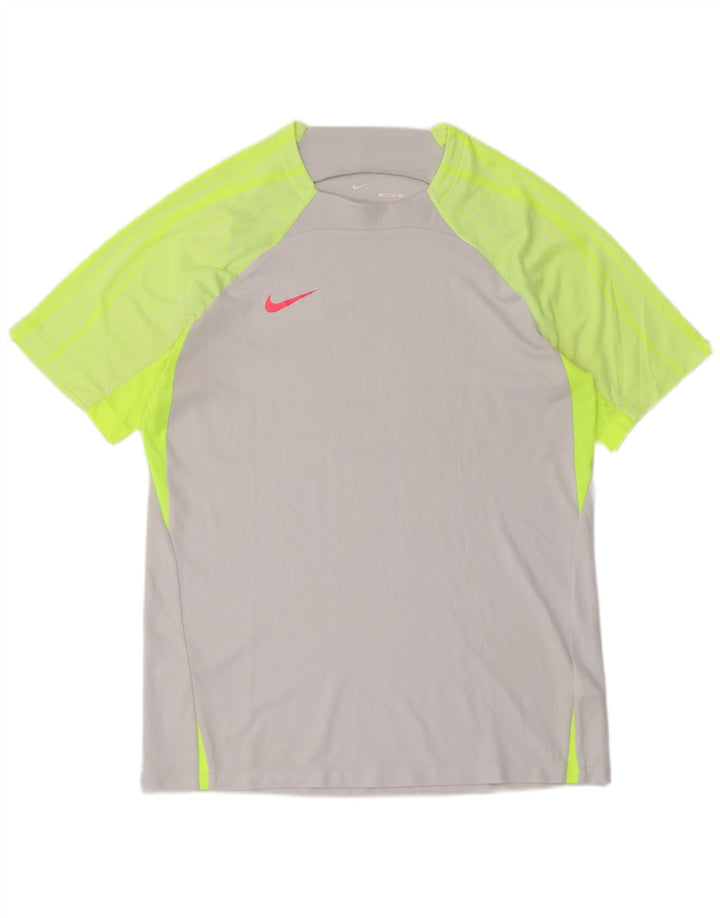 Nike Herren Dri Fit Slim T-Shirt-Oberteil, großes graues Farbblock-Polyester
