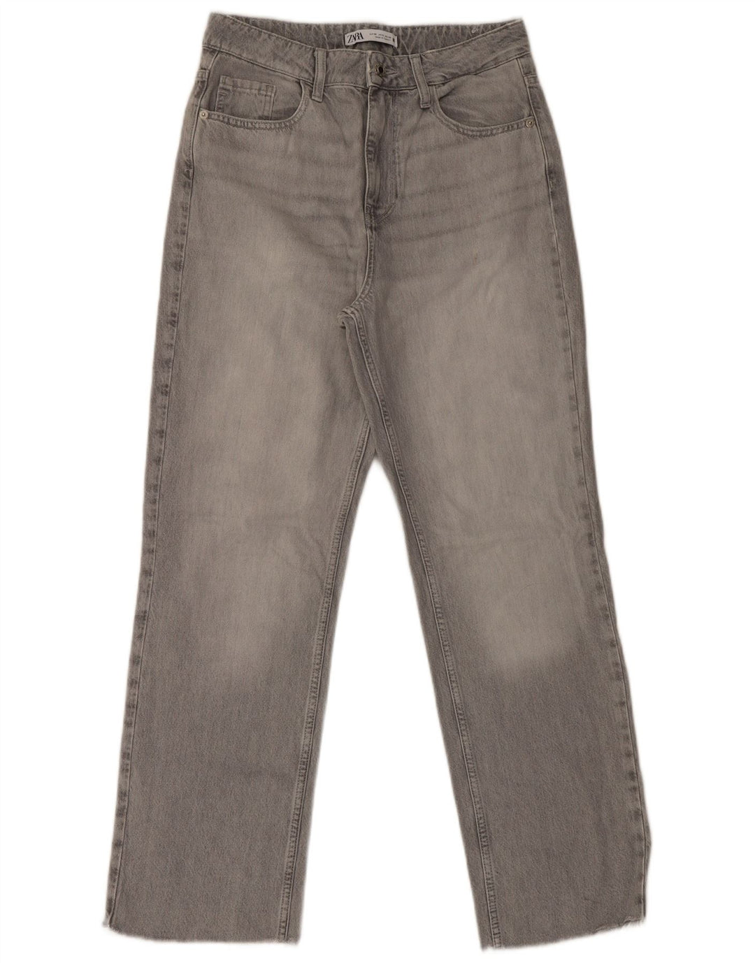 Zara Damen Straight Jeans EU 38 Small W28 L30 Grau