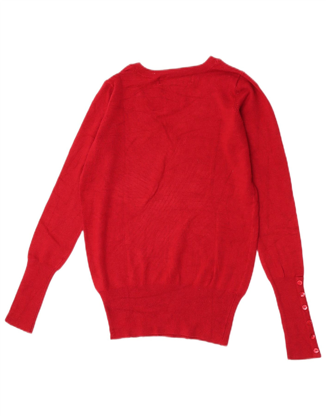 Zara Damen-Pullover mit V-Ausschnitt, UK 10, Größe S, rot, Viskose