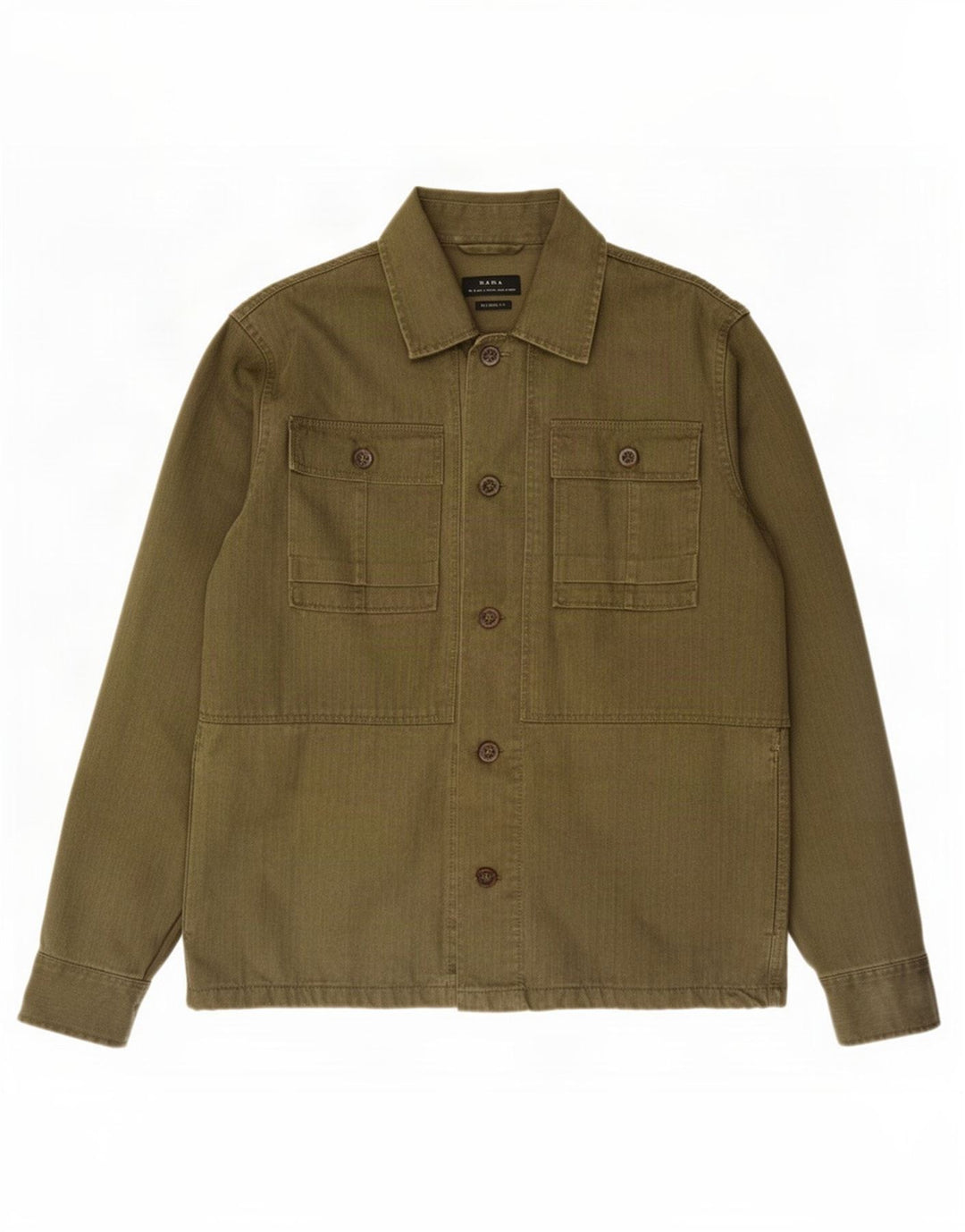 Zara Herren Relaxed Fit Utility Jacke UK 38 Medium Khaki Baumwolle