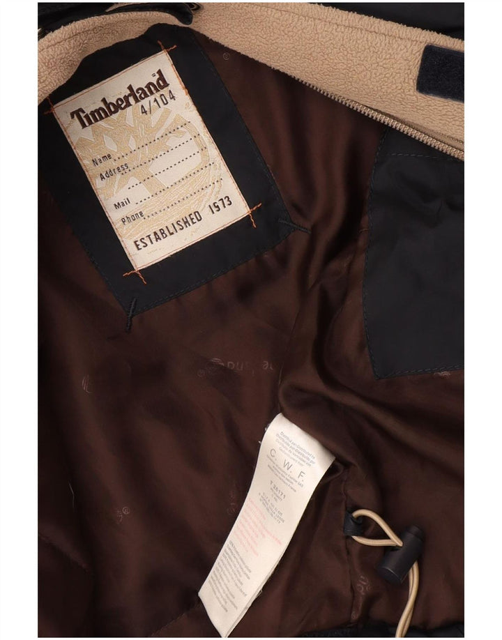 Timberland Jungen gepolsterte Jacke mit grafischer Kapuze, 3–4 Jahre, marineblaues Polyester