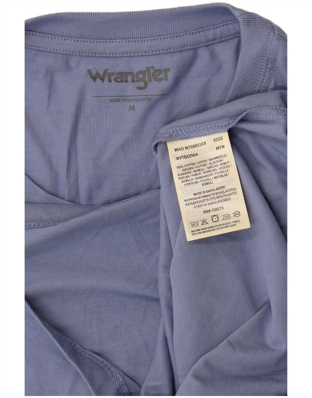 WRANGLER Herren T-Shirt Top mittelblaue Baumwolle