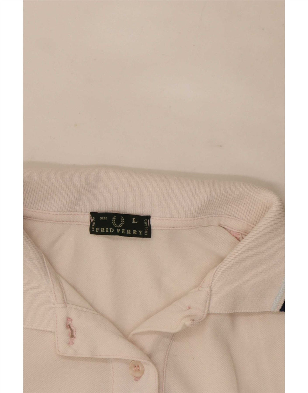 Fred Perry Damen Poloshirt UK 14 Large Weiß gestreift