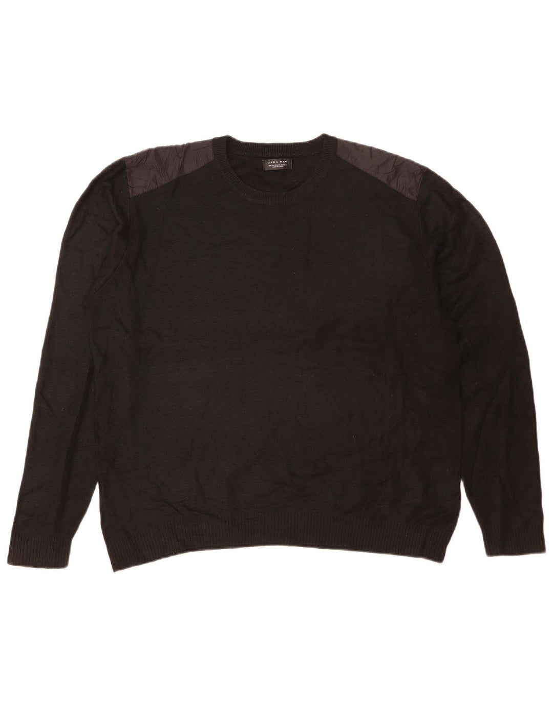 Zara Herren Rundhalspullover Pullover XL Schwarz Acryl