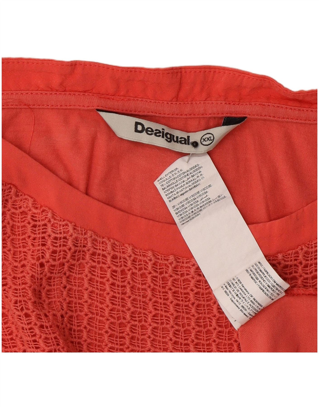 Desigual Damen Bluse Top UK 20 2XL Rosa Baumwolle