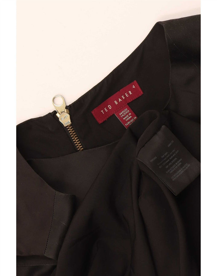 Grafisches Etuikleid für Damen von Ted Baker, Größe 4, groß, schwarzer Farbblock-Vogel