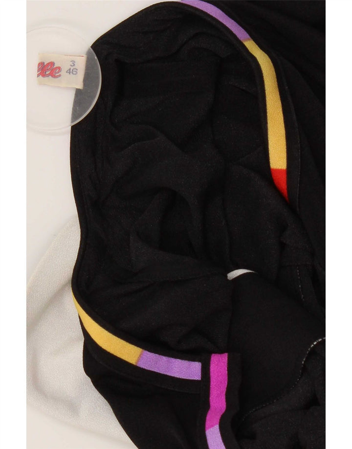 Vintage Damen Maxikleid IT 46 Großes schwarzes geblümtes Polyamid