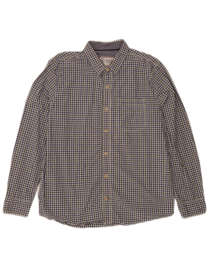 Fat Face Herrenhemd XL, marineblau, Gingham-Baumwolle