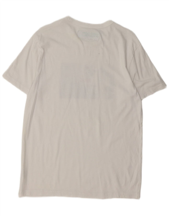 Benetton Herren-T-Shirt mit Grafik, Größe L, aus weißer Baumwolle