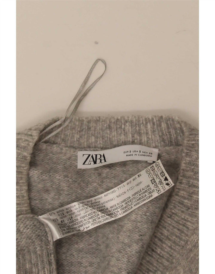 Zara Herren-Pullover mit V-Ausschnitt, klein, Acryl, Grau