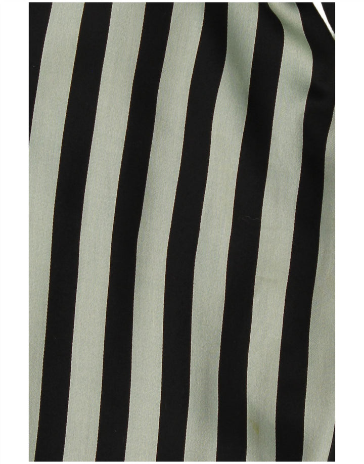 Vintage Damen Hemdbluse EU 44 XL Grün gestreift Viskose