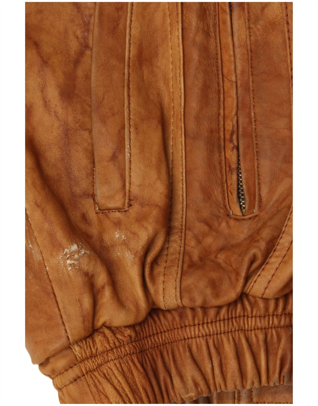 Houidi Cuir Herren Bomber Lederjacke UK 40 Großes braunes Leder Retro