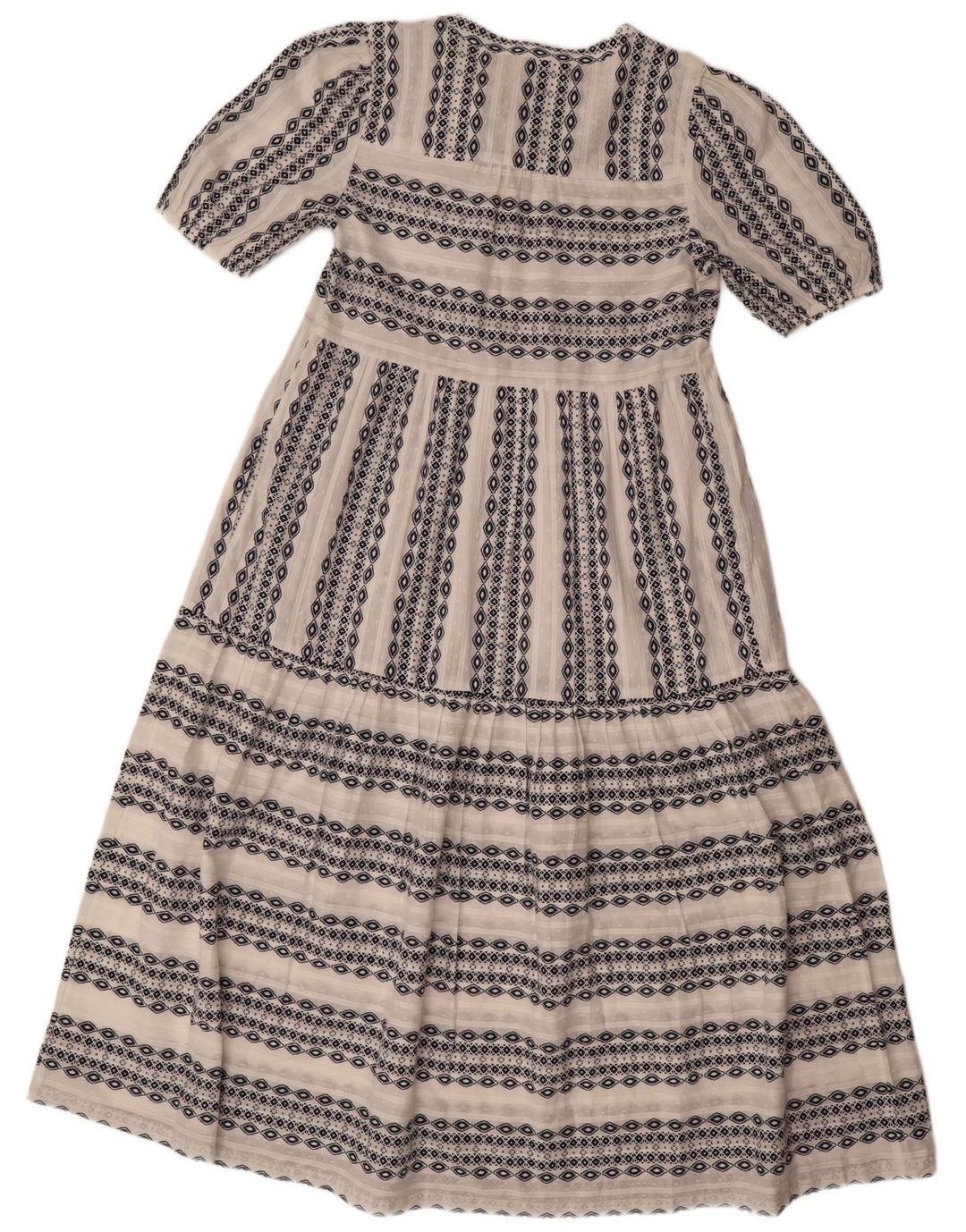 Marks & Spencer Damen Maxikleid UK 10 Small Weiße geometrische Baumwolle