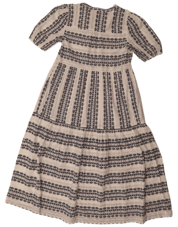 Marks & Spencer Damen Maxikleid UK 10 Small Weiße geometrische Baumwolle