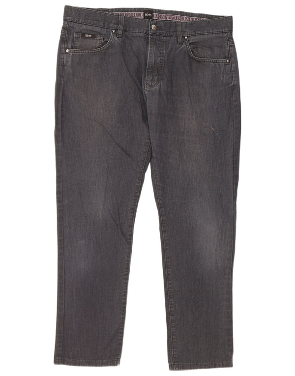 Hugo Boss Herren Tapered Jeans W34 L28 Graue Baumwolle