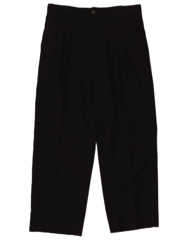 Vintage Herren Crop Suit Hose IT 50 Large W32 L25 Schwarz Polyester