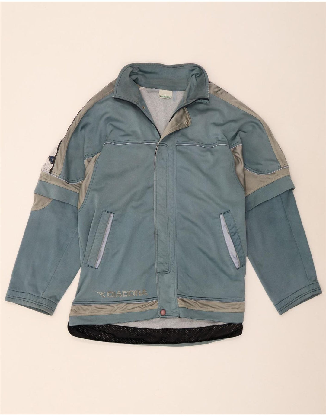 Diadora Herren-Trainingsanzugoberteil mit Grafik, Größe L, Blau, Farbblock