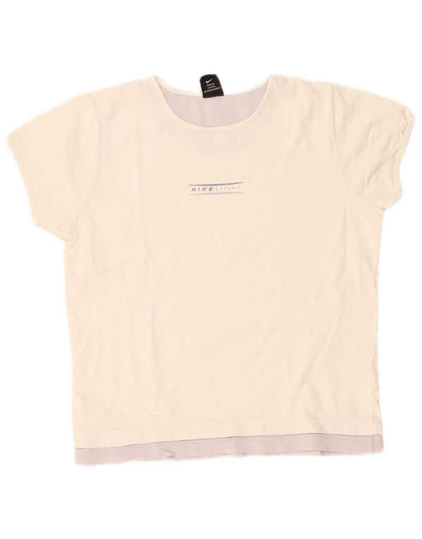 Nike Mädchen-Tennis-Grafik-T-Shirt-Oberteil, 13–14 Jahre, XL, gebrochenes Weiß, Farbblock