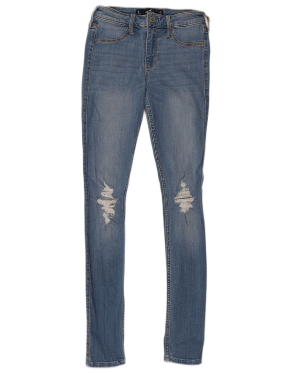 Hollister Damen Legging Mid Rise Distressed Skinny Jeans W25 L30 Blau