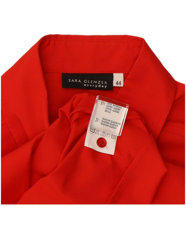 SARA GLENZER Womens Sleeveless Shirt IT 44 Medium Red Cotton