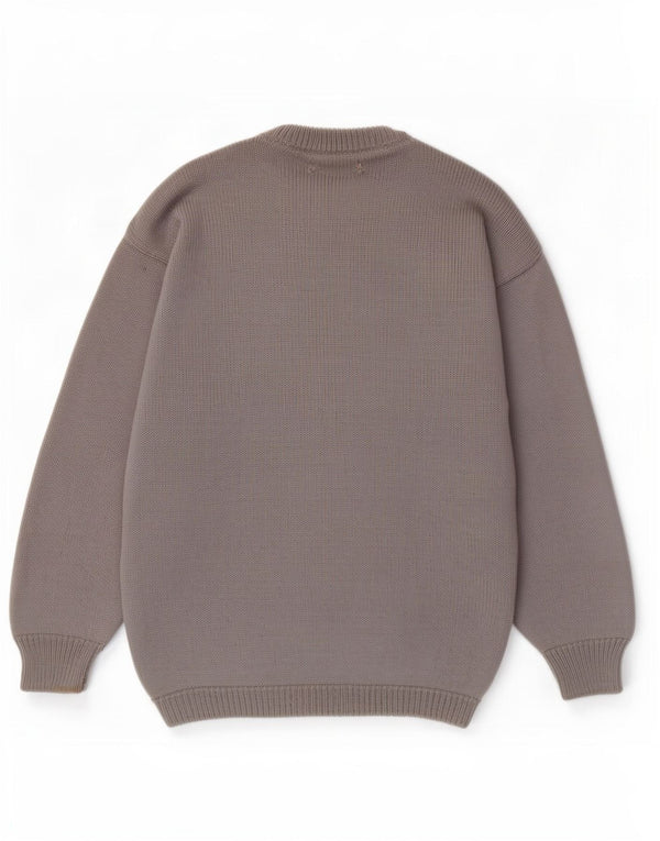 Damart Damen-Pullover mit grafischem Rundhalsausschnitt, UK 14, Größe L, graue Wolle