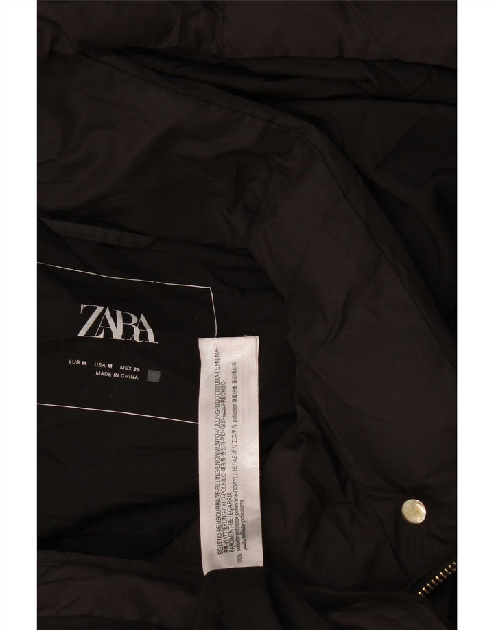 Zara Damen Longline-Weste mit Kapuze, gepolstert, UK 14, Mittelschwarz, Polyester