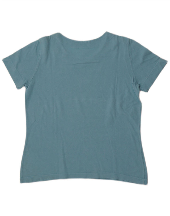 Lacoste Damen T-Shirt Top Größe 44 Große blaue Baumwolle