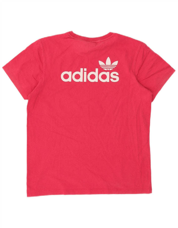 ADIDAS Damen Übergroßes Grafik-T-Shirt-Oberteil UK 6 XS Rosa