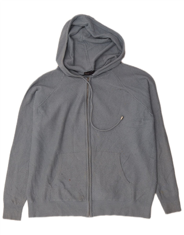 Marks & Spencer Herren-Cardigan mit Kapuze, mittelblaue Viskose