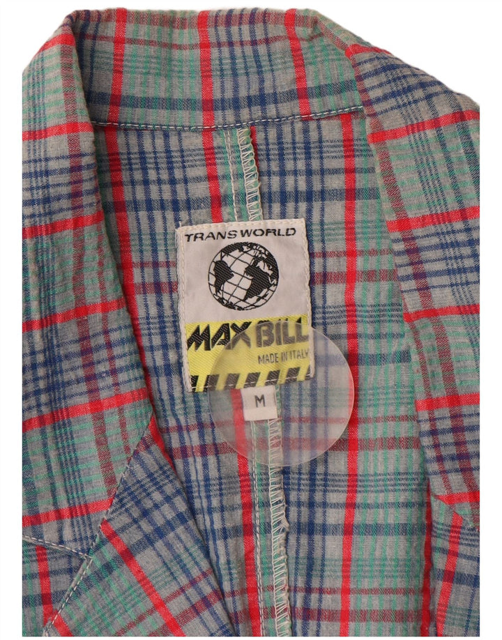VINTAGE Herren-Blazer mit 2 Knöpfen, UK 38, mittelgrün karierte Baumwolle