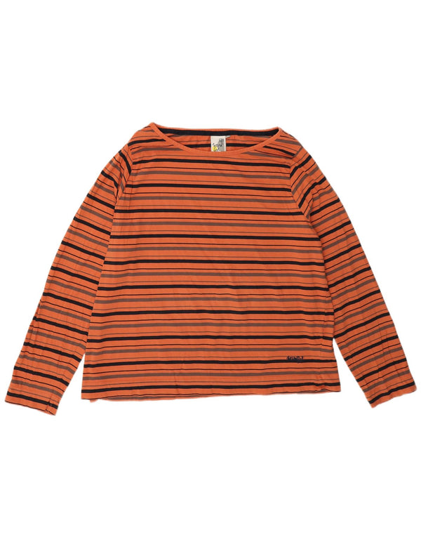 Weird Fish Damen Top Langarm UK 22 3XL Orange gestreift Baumwolle