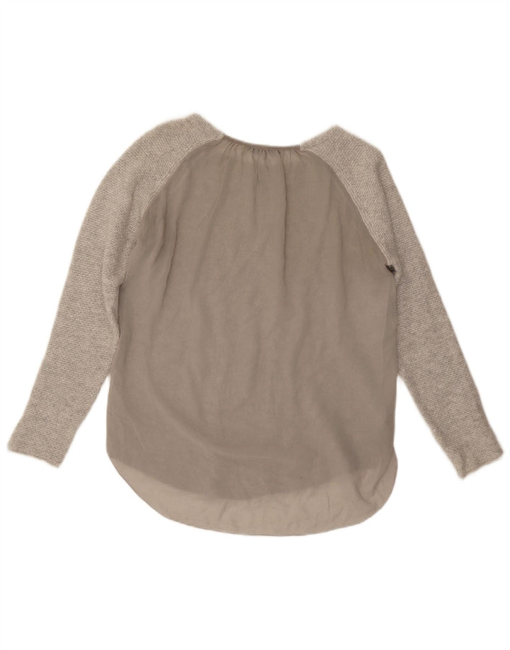 Zara Damen Top Langarm UK 12 Mittelgrau