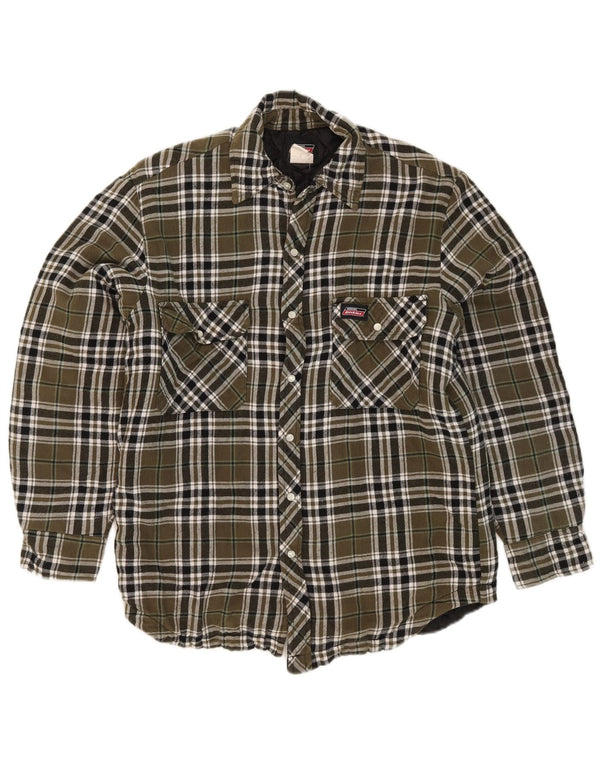 Dickies Mens Lumberjack Flannel Shirt Small Khaki Check Cotton