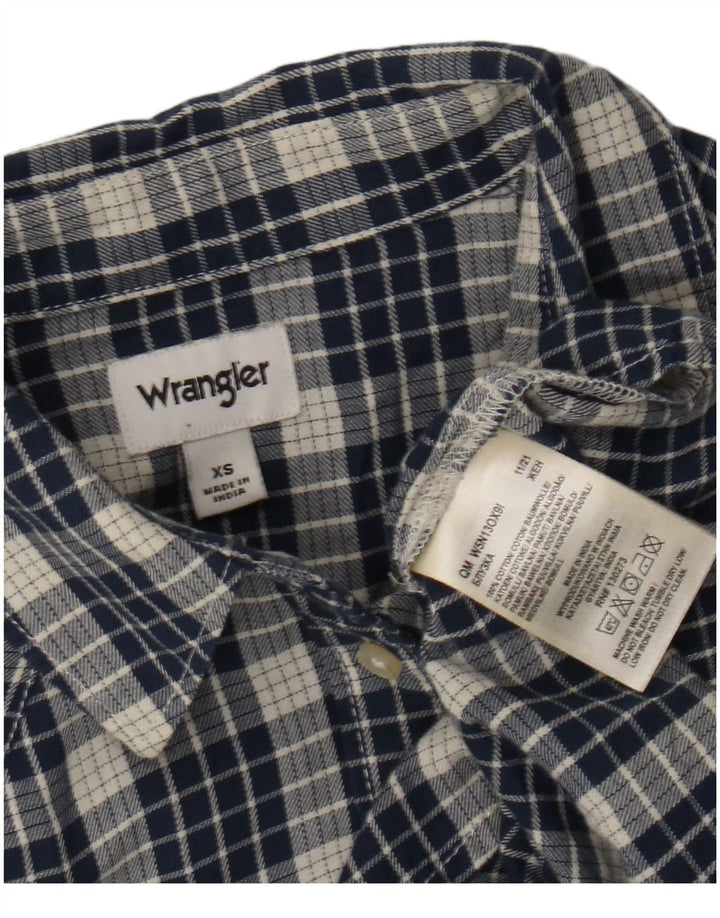 Wrangler Damen Flanellhemd XS Marineblau kariert Baumwolle