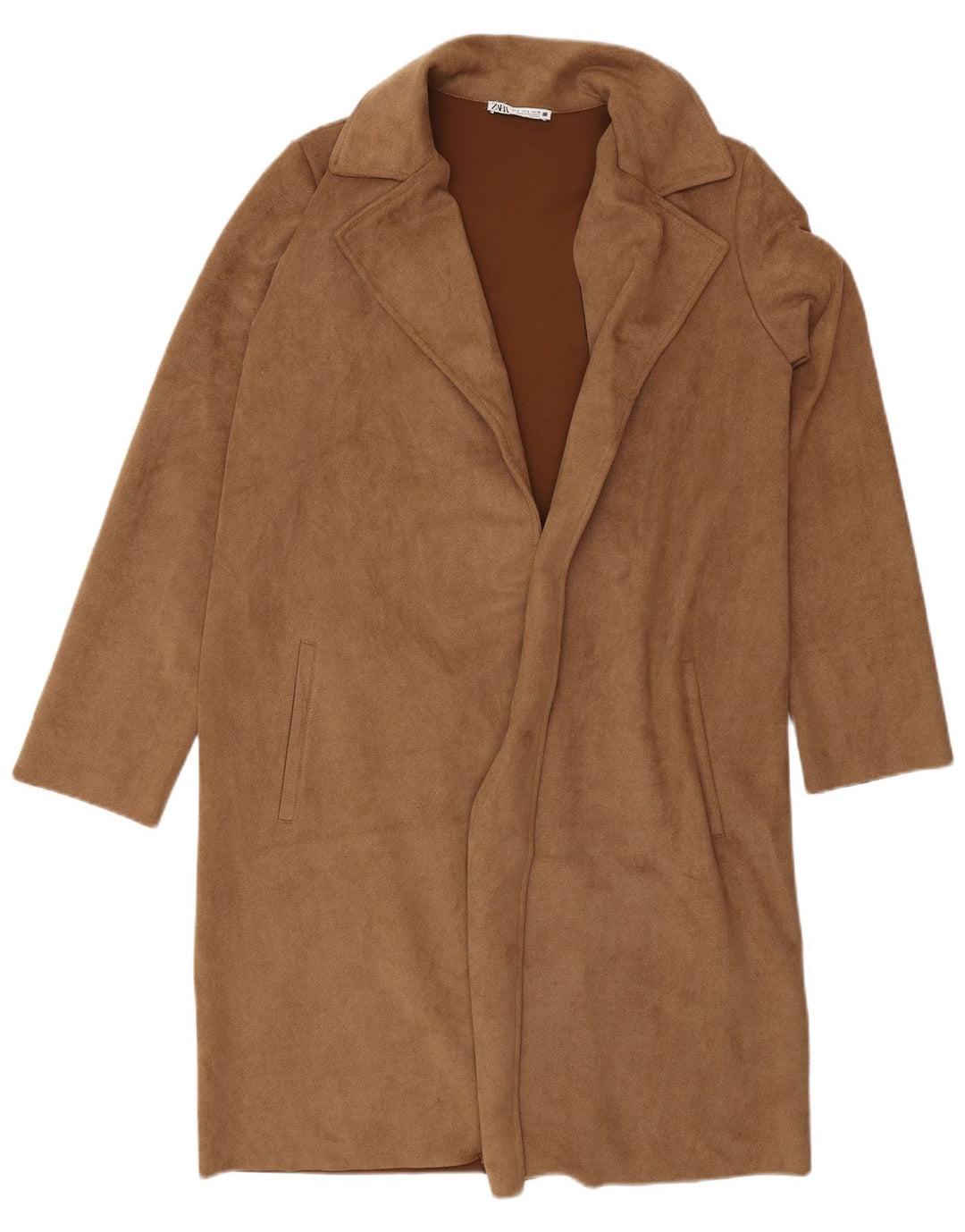 Zara Damen Übergroßer offener Mantel UK 10 Small Braun Polyester