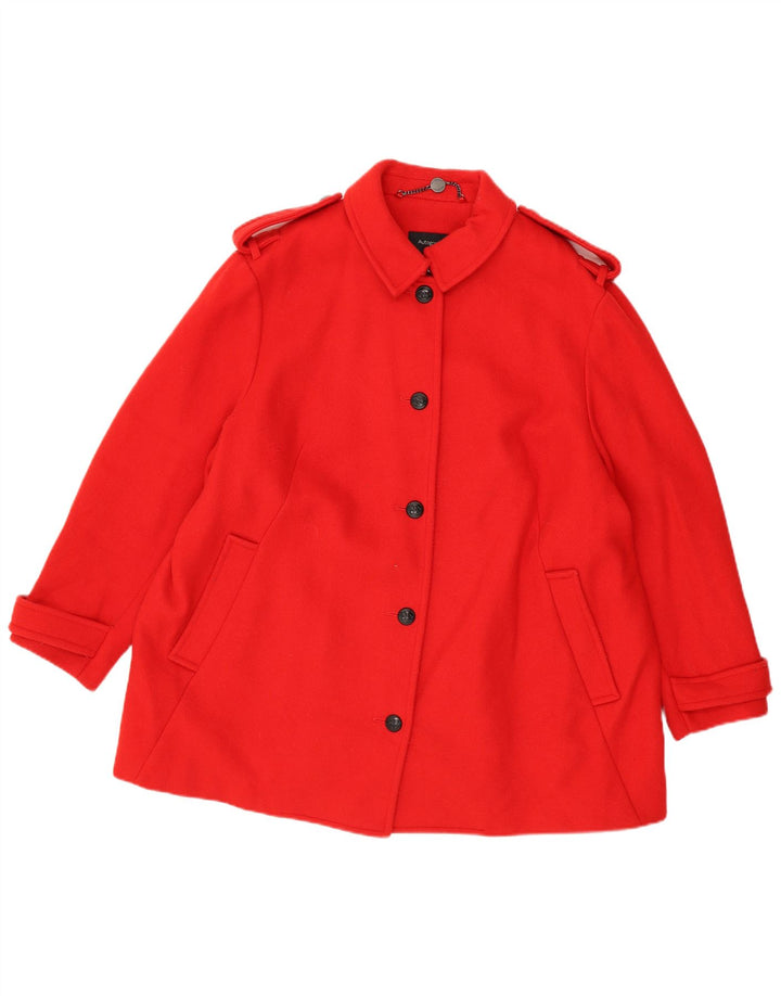 Marks & Spencer Damen-Militärmantel, UK 22 3XL, rote Wolle, klassisch