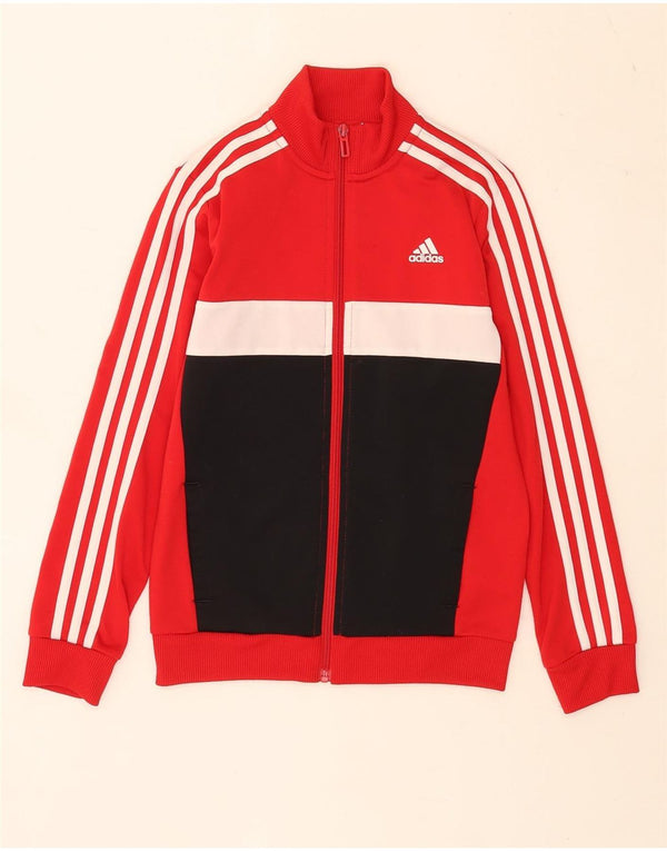 Adidas Aeroready-Trainingsanzugoberteil für Jungen, 9–10 Jahre, rotes Farbblockdesign