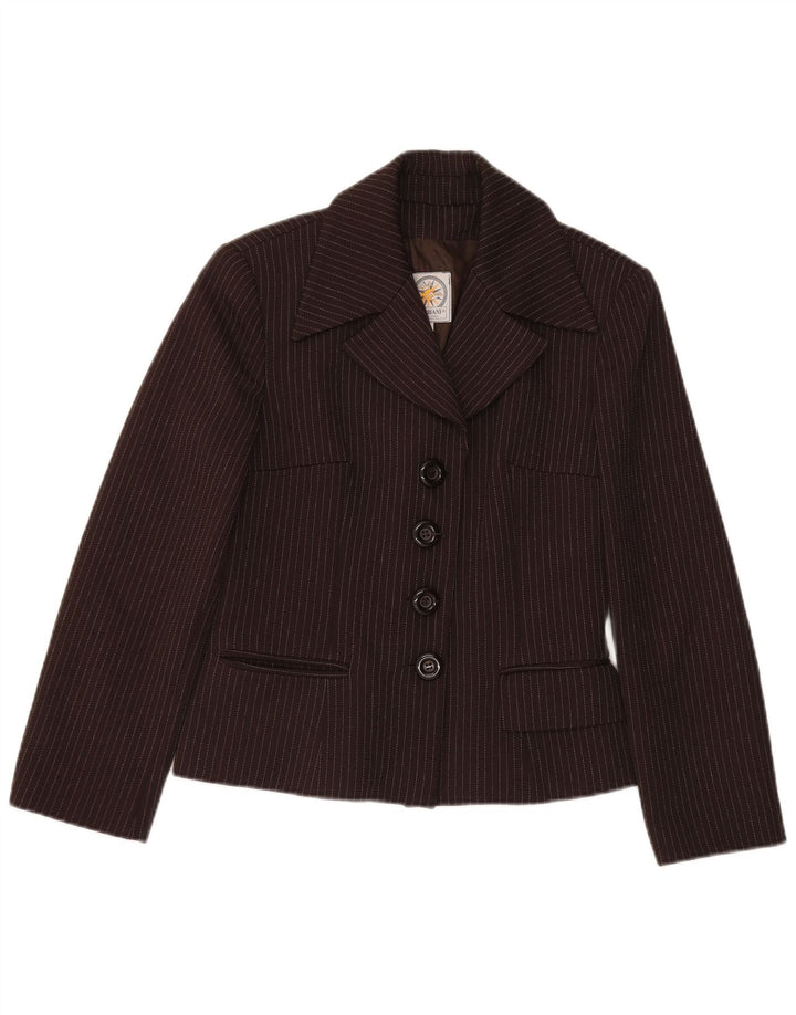 I Gabbiani Damen 4-Knopf-Blazer IT 44 Mittelbrauner Nadelstreifen